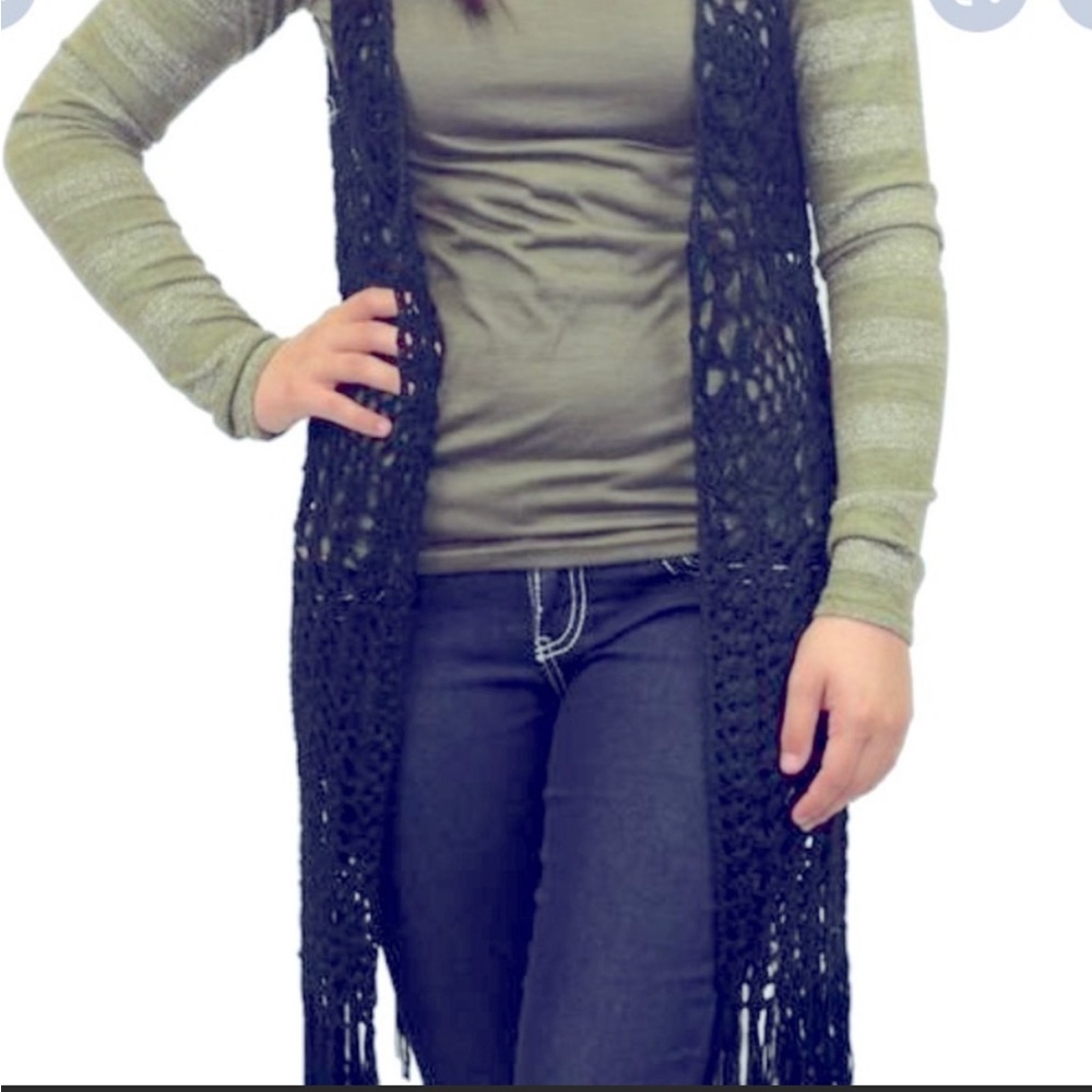 Umgee black hippie festival crochet vest sz.1x